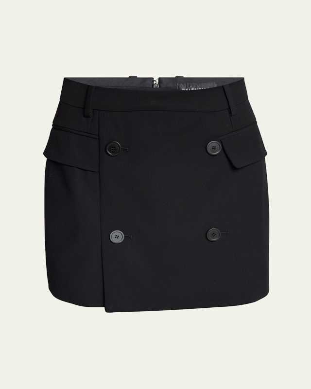 Double-Breasted Tailored Mini Skirt